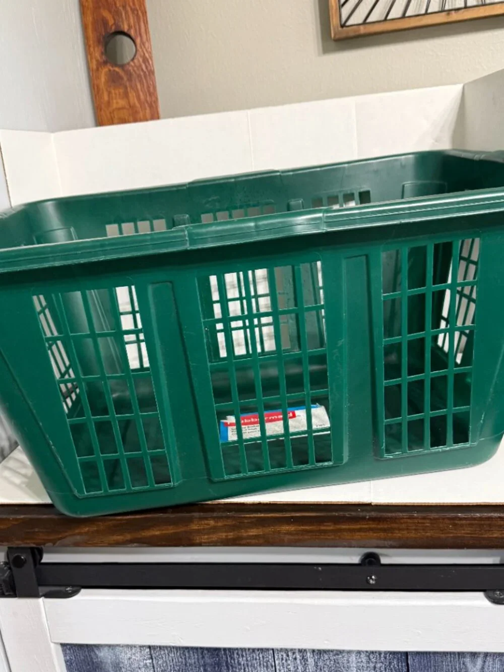 Rubbermaid 2965 Laundry Basket Dark Green Vintage Rectangle Plastic Large   Rub